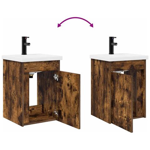 Mobile bagno con rubinetto Rovere Fumo 42 x 40 x 74,5 cm - Foto 9
