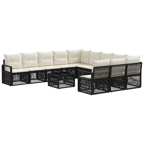 Set Divano da Giardino 12 pcs Nero polyrattan - Foto 1