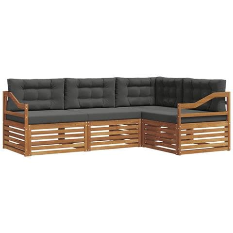 Set di divani da esterno con cuscino 4 pcs Naturale e Antracite - Foto 1