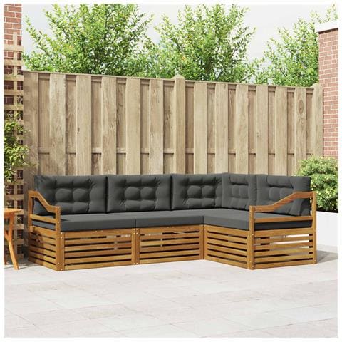 Set di divani da esterno con cuscino 4 pcs Naturale e Antracite - Foto 2