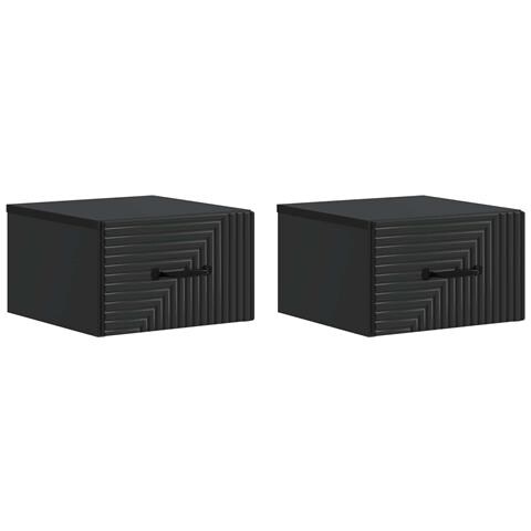 Mobiletto da notte a muro 2 pcs Nero 34,5 x 33 x 20 cm - Foto 1