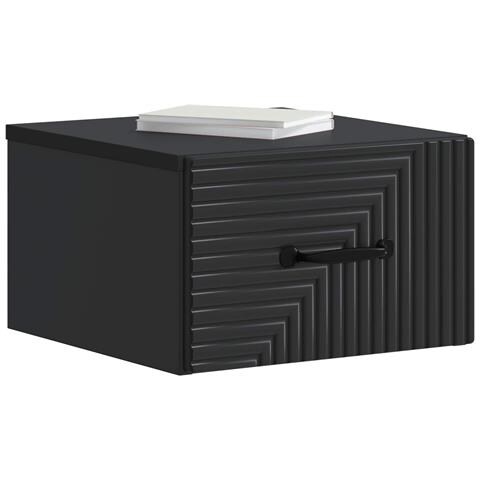 Mobiletto da notte a muro 2 pcs Nero 34,5 x 33 x 20 cm - Foto 2