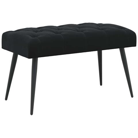 Panchina con bottoni imbottiti Nero 80 x 40 x 46 cm Velluto - Foto 1