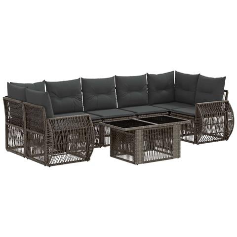Set Divano da Giardino 8 pz Grigio e Grigio Scuro polyrattan - Foto 1