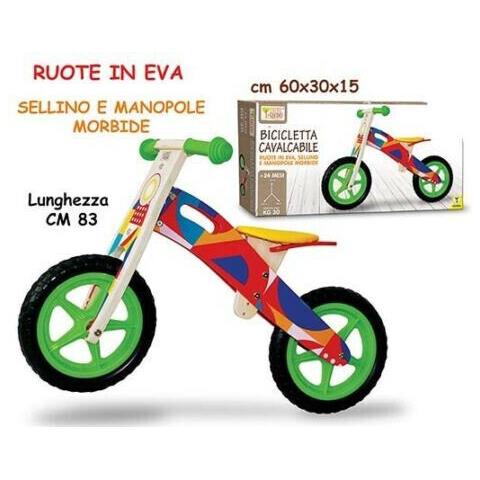 Bicicletta Cavalcabile Senza Pedali In Legno Per Bambini, Multicolore, Unica, 40594 - Foto 2