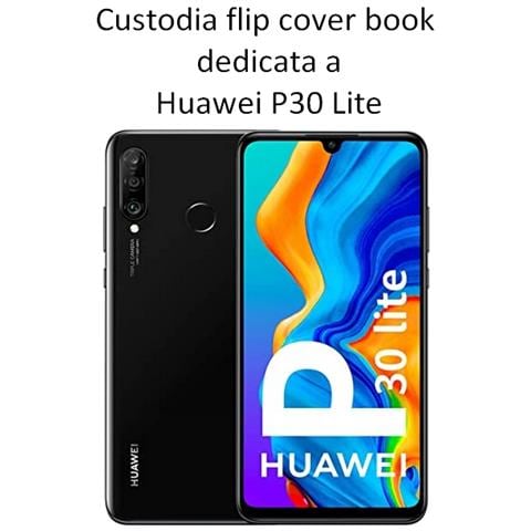Smart Book Custodia Poket Silicone Flip Cover Case Per Huawei P30 Lite Black - Foto 2