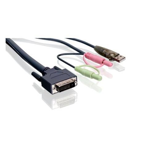 G2L7D05UDTAA, 4,8m, Nero, DVI-D Male (Dual Link) ; USB Type Male; 3.5mm Audio; 3.5mm Mic, DVI-D Male (Dual Link) ; USB Type B Male; 3.5mm Audio; 3.5mm Mic - Foto 1
