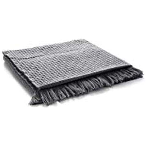 Plaid 130 X 150 Con Frange Grigia Cotton Qd - Foto 1