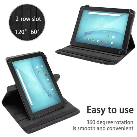 Custodia Per Tablet Compatibile Con Trekstor Surftab Breeze (10.1 Zoll) In Nero - Coperchio Protettivo A 360 Gradi Fatto Di Finta Pelle Con Funzione Di Stand E Banda Elastica - Foto 2