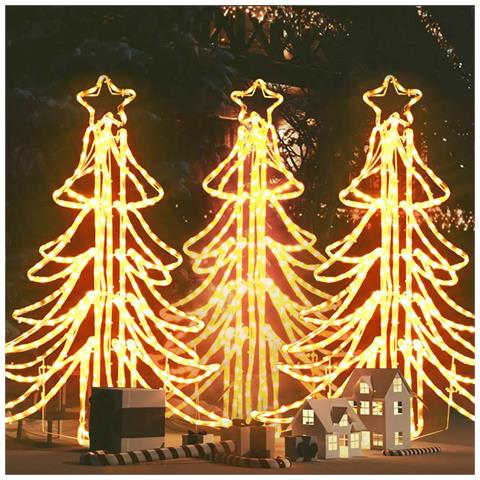 Figura Albero Natale Pieghevole Led 3pz Bianco Caldo 87x87x93cm - Foto 7