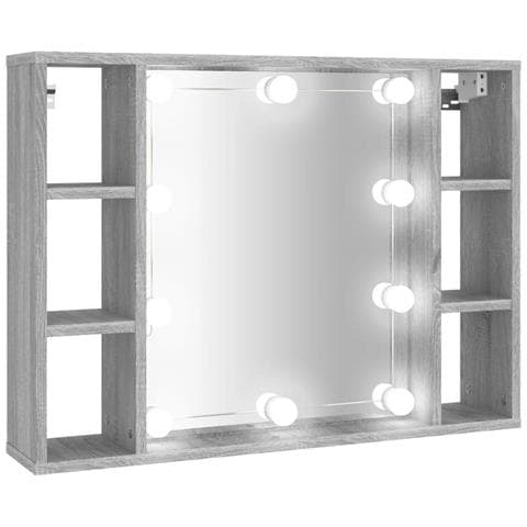 Mobile A Specchio Con Led Grigio Sonoma 76x15x55 Cm - Foto 1