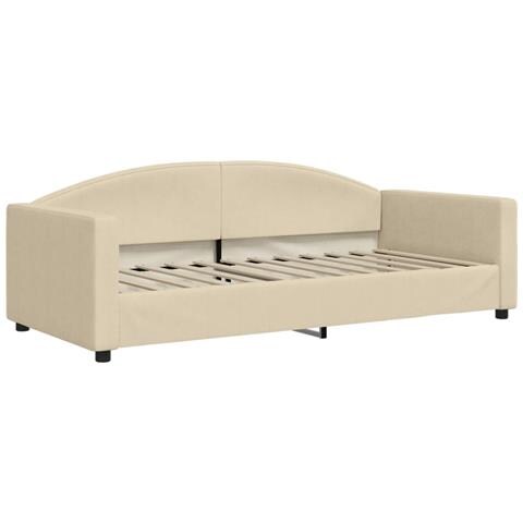 Divano Letto Estraibile Con Cassetti Crema 90x200 Cm In Tessuto - Foto 2