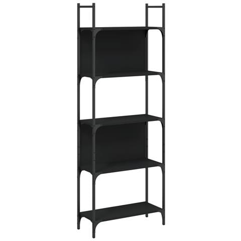 Libreria A 5 Ripiani Nera 60,5x24x166,5 Cm In Legno Multistrato - Foto 2
