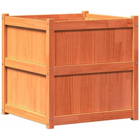 Fioriera Giardino Marrone Cera 70x70x70 Cm Legno Massello Pino - Foto 2
