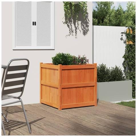 Fioriera Giardino Marrone Cera 70x70x70 Cm Legno Massello Pino - Foto 3
