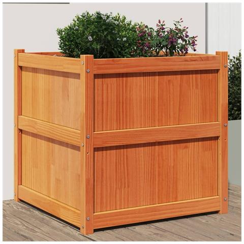 Fioriera Giardino Marrone Cera 70x70x70 Cm Legno Massello Pino - Foto 1