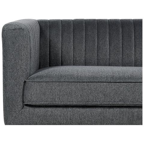 Divano 3 Posti Skaule Tessuto Grigio Scuro - Foto 2