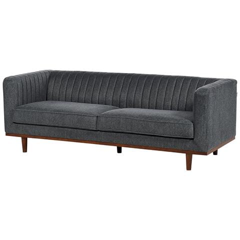 Divano 3 Posti Skaule Tessuto Grigio Scuro - Foto 7