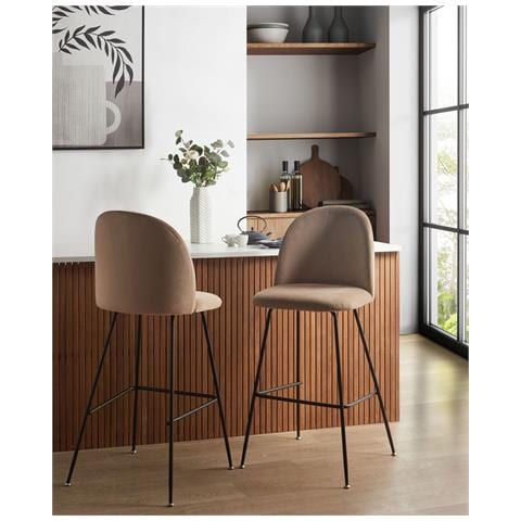 Set Di 2 Sedie Alte Arcola Velluto Tortora - Foto 1