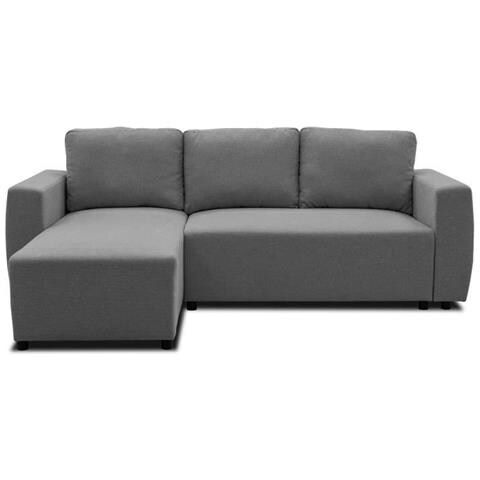 Divano Angolare Trasformabile Reversibile Da 3 A 4 Posti - Pharell - Tessuto Antracite - Contenitore - 224 X 155 X 85 Cm - Foto 1