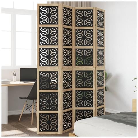 Divisorio Ambienti 4 Pannelli Marrone E Nero Massello Paulownia - Foto 1