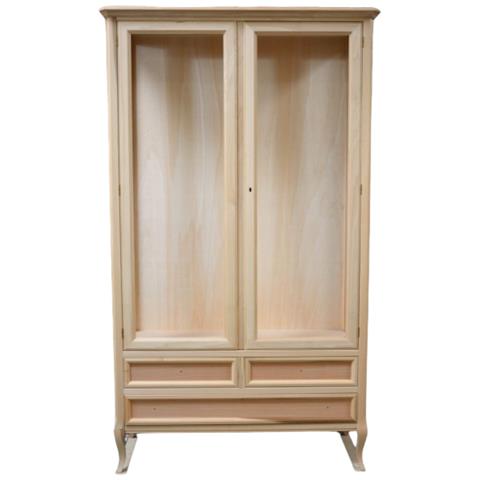 Vetrina Classica 2 Porte 3 Cassetti In Legno Grezzo L. 108 P. 40 H. 175 - Foto 1