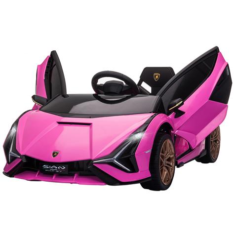 Macchina Elettrica Per Bambini 3-5 Anni Lamborghini 12v Con Telecomando E Velocità 3-5km /h, Rosa - Foto 1