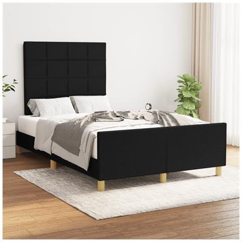 Giroletto Con Testiera Nero 120x190 Cm In Tessuto - Foto 1