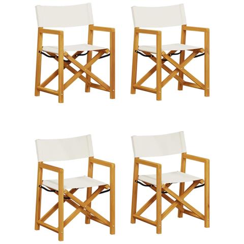 Sedie da Giardino Pieghevoli 4 pz Bianco Crema in Tessuto - Foto 1