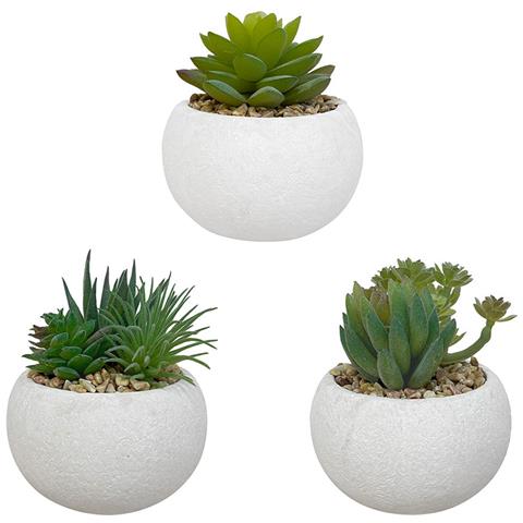 Set Di 3 Piante Artificiali, Vaso Bianco, Misura 11 Cm - Foto 4