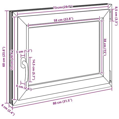 Finestra per Seminterrato RISOR 80x60cm Anta Ribalta DIN Destra - Foto 9