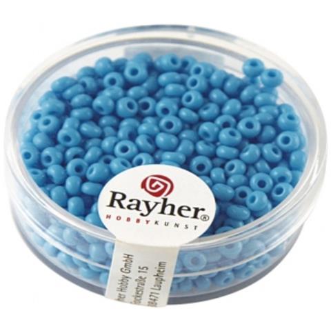 Rayher - 17 Grammi - Perline Rotond In Vetro Opaco Ø2,6mm - Colore Azzurro - Foto 1