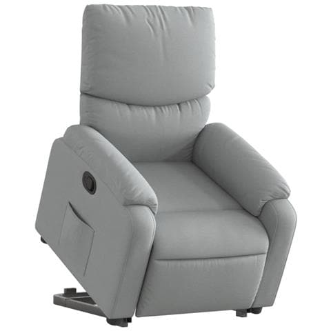 Poltrona Alzapersona Reclinabile Grigio Chiaro In Tessuto - Foto 3