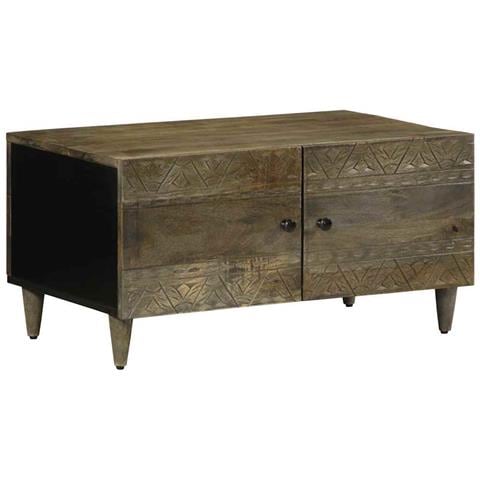 Tavolino Da Salotto Grigio Chiaro 80x50x40 Cm Legno Di Mango - Foto 1