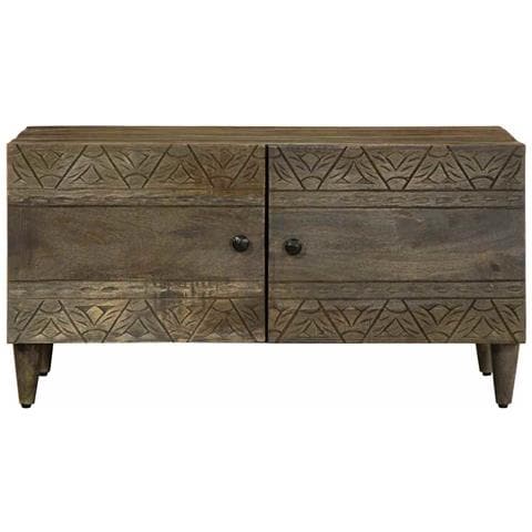 Tavolino Da Salotto Grigio Chiaro 80x50x40 Cm Legno Di Mango - Foto 2