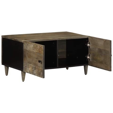 Tavolino Da Salotto Grigio Chiaro 80x50x40 Cm Legno Di Mango - Foto 3