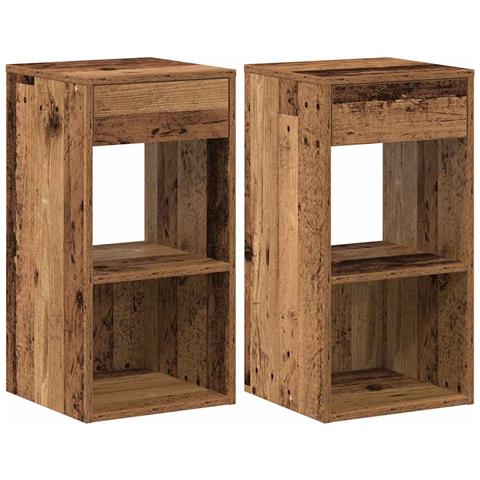 Comodini Con Cassetto 2 Pz Legno Antico 35x34x66,5 Cm - Foto 2