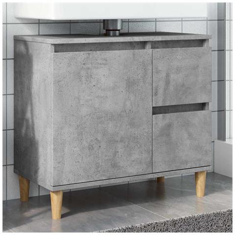 Mobile Lavabo Da Bagno Grigio Rovere 65x33x60 Cm In Truciolato - Foto 2
