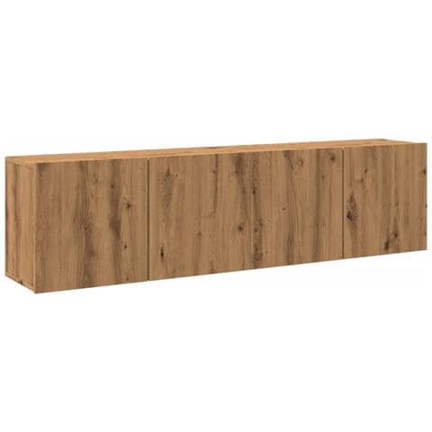 Mobili Tv A Parete 2pz Rovere Artigianale 80x30x41 Cm - Foto 2