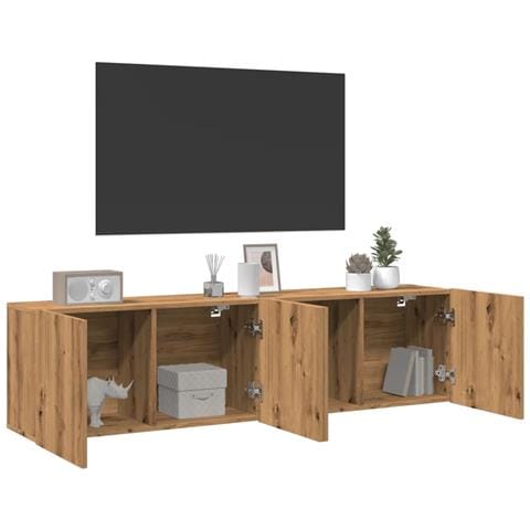 Mobili Tv A Parete 2pz Rovere Artigianale 80x30x41 Cm - Foto 3