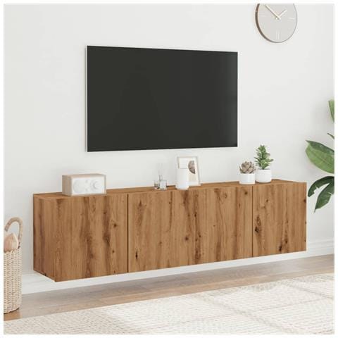 Mobili Tv A Parete 2pz Rovere Artigianale 80x30x41 Cm - Foto 1