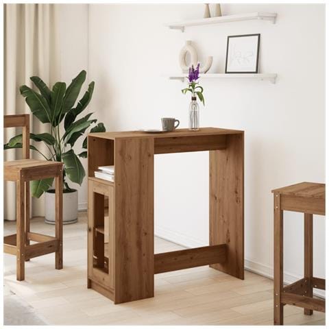 Tavolo Bar Con Rastrelliera Rovere 101x40x103,5 Cm Multistrato - Foto 3