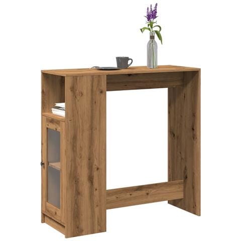 Tavolo Bar Con Rastrelliera Rovere 101x40x103,5 Cm Multistrato - Foto 1