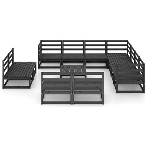 Set Divani Da Giardino 12 Pz Nero In Legno Massello Di Pino - Foto 2