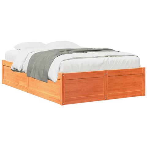 Letto Senza Materasso Marrone Cera 135x190 Cm In Legno Di Pino - Foto 1
