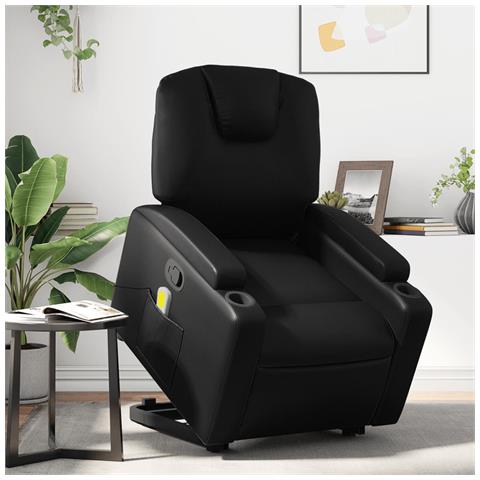 Poltrona Alzapersona Reclinabile Massaggio Nero Similpelle - Foto 2