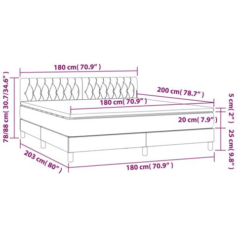 Letto a Molle con Materasso e LED Blu Scuro 180x200 cm - Foto 8