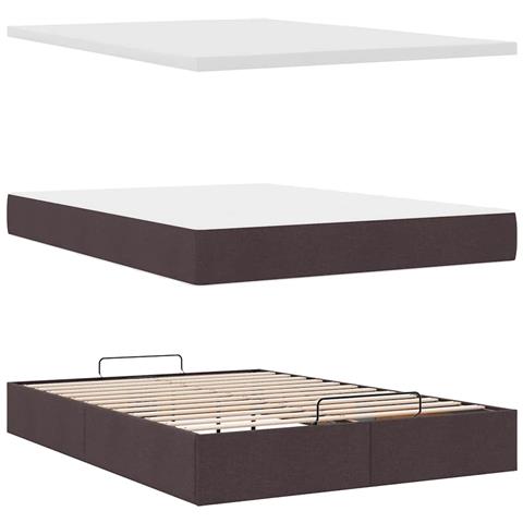 Pouf Letto con Materasso e LED Marrone Scuro 140x190 cm - Foto 9