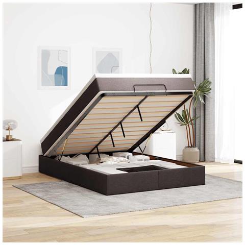 Struttura Letto Pouf con Materasso 140x190 cm in Tessuto - Foto 2
