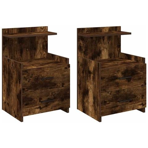 Comodini 2 pz con 2 cassetti Rovere Affumicato 40x36,5x62 cm - Foto 1